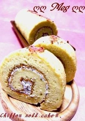 A picture of Chiffon Roll Cake Made with Rice Flour.