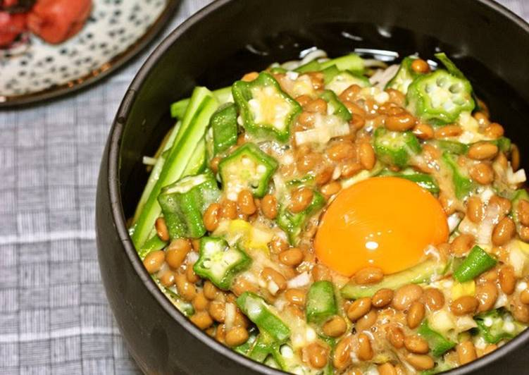 Light and Refreshing Soba with Natto, Pickled Plum and Bonito Flakes