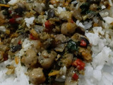 Berenjenas, garbanzos y tofu