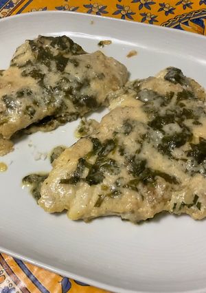 Une photo de Filets de julienne à l'échalote, coriandre, prosecco et parmesan