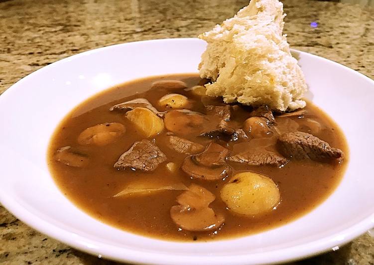 Simple Way to Make Ultimate Filet steak, mushroom and potato stew