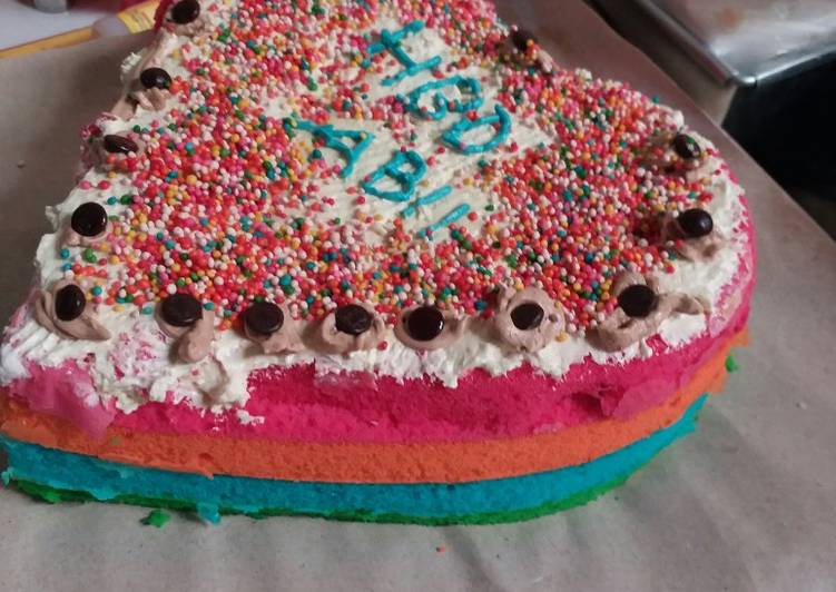 Langkah Mudah untuk Menyiapkan Rainbow cake sederhana Anti Gagal