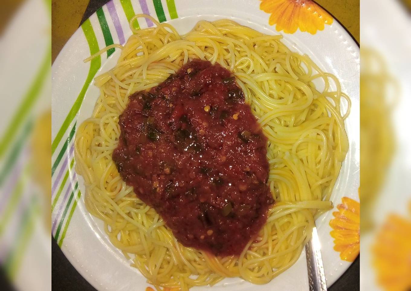 Spaghetti with stew