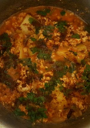 A picture of Chicken mince & Potato Curry/ Keema Aloo🍜.