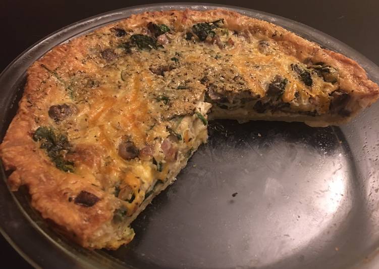 Spinach mushroom bacon with Herb de Provence quiche