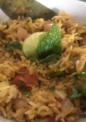 A picture of Subz Pulao.