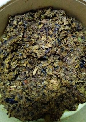 A picture of Mocha ghonto(banana flower curry).