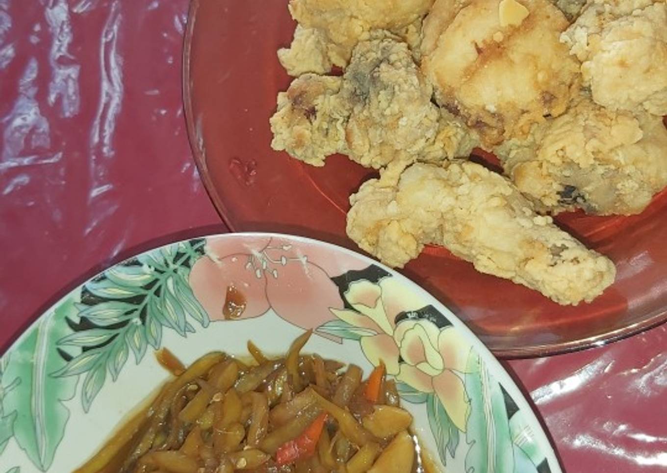 Tumis Kates kecap & Ayam goreng tepung
