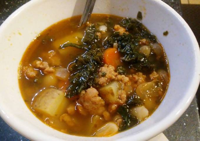 Sausage, bean, kale stew