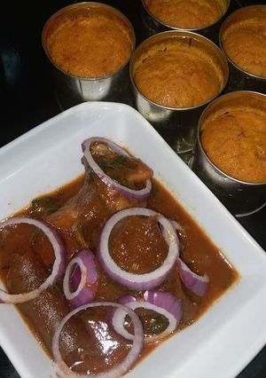 A picture of Alelen Gongoni... served with Cowleg Stew.