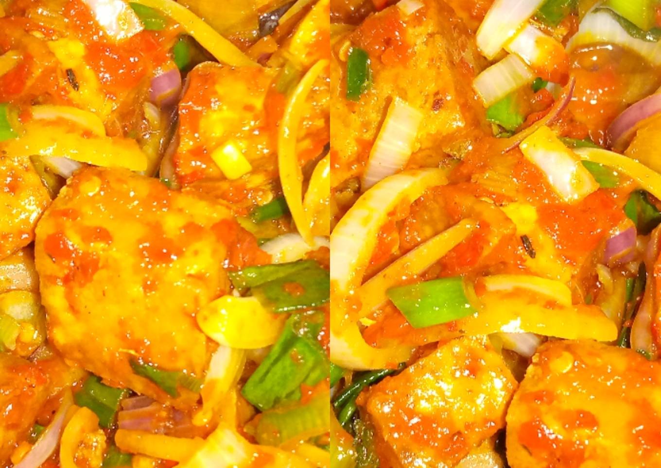 Stir fry soya beans cake (awara)