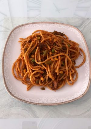 عکسی از دستور اسپاگتی با سبزیجات 🍝