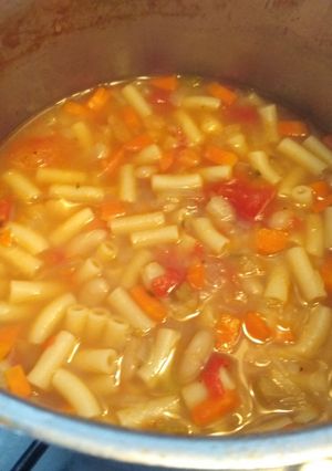 A picture of Pasta e fagioli (pasta and bean soup).