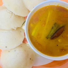 A picture of Rava idli sambhar.
