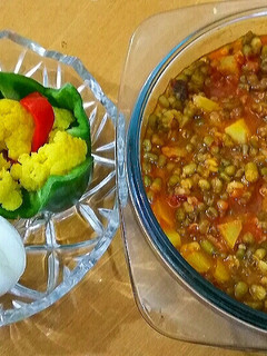 عکسی از دستور خوراک ماش و سیب زمینی