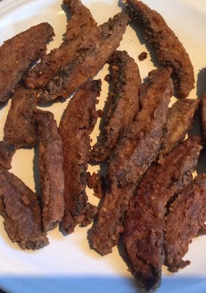 A picture of Alkaline- Fried Portabella Fingers.