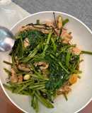 Stir-Fried Water Spinach with Pork Slices