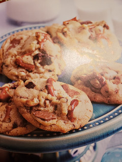 A picture of Pretzel-Toffee-Chocolate Chunk Cookies.