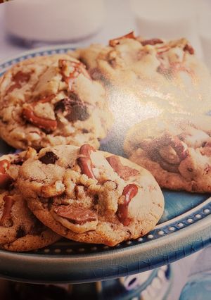 A picture of Pretzel-Toffee-Chocolate Chunk Cookies.