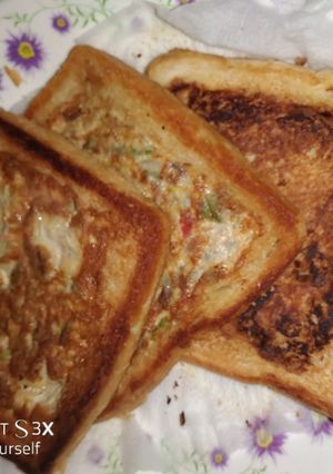 A picture of Special fried bread with egg.