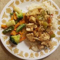 A picture of Vegan Teriyaki Tofu with Rice.