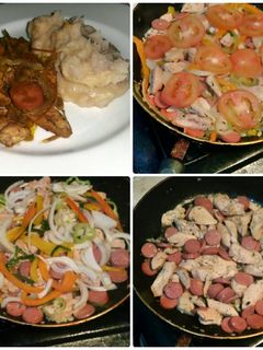 Una foto de Salteado de pechuga y chorizo de pavo