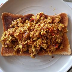 A picture of Indian style scrambled eggs.
