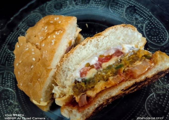 Sabudana tikki double cheeseburger Recipe