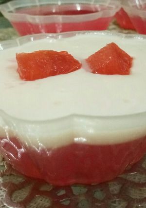 Foto resep Puding vanilla mix semangka