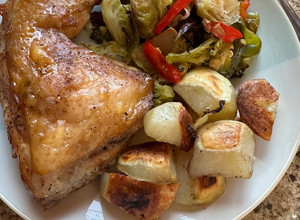 美式烤全雞腿全蔬（一箱搞定晚餐） 的食譜成品照片