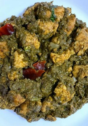 A picture of Palak Chicken.
