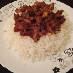 A picture of Fried Pork with Rice.
