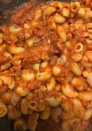 Una foto de Macarrones con chorizo