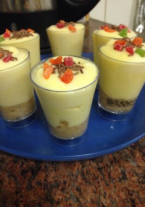 A picture of Mango Cheesecakes.