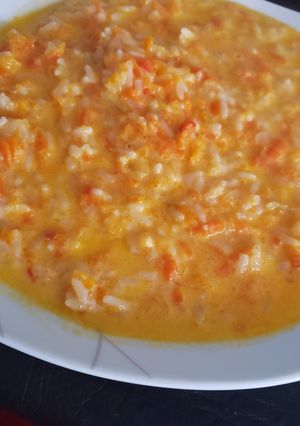Una foto de Risotto de calabaza y zanahoria