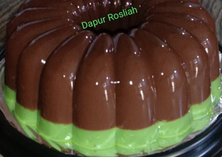 Puding coklat lapis mactha