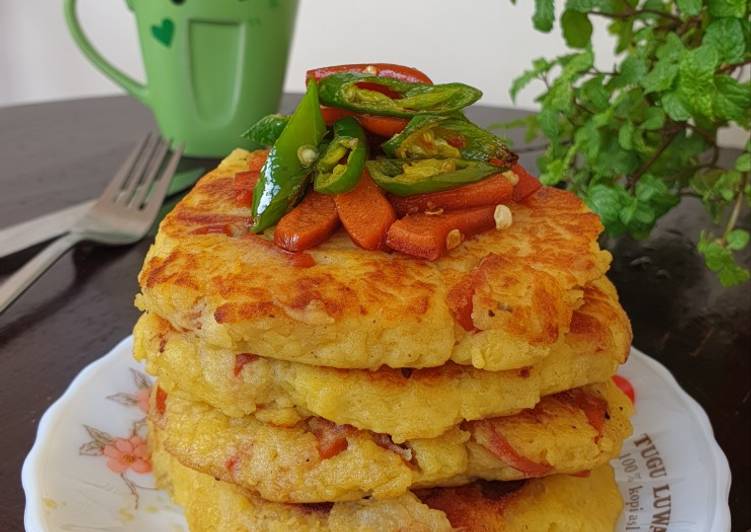 Cara ramu Sausage Potato Pancake  Cepat