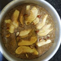 A picture of Apple, honey, chocolate pudding.