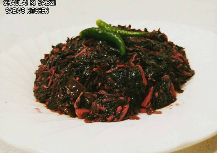 Recipe: at dinner Chaulai/Bhatua/Lal bhaji ki sabzi
