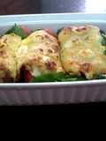 Chorizo alemán relleno envuelto con panceta y pan lactal, aplanado con palote