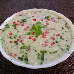 A picture of Minty cucumber pomegranate raita.