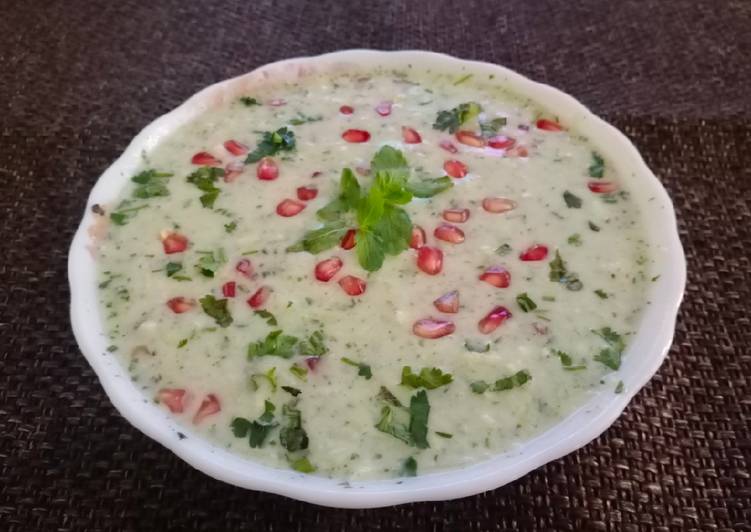 Recipe of Minty cucumber pomegranate raita