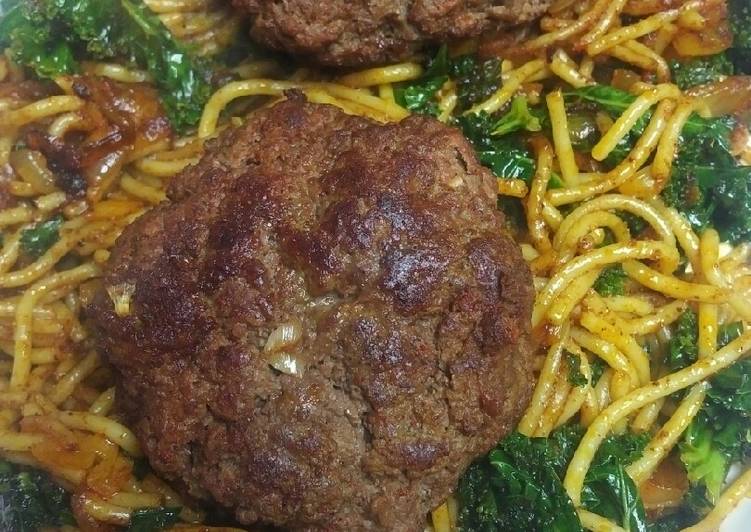 Steps to Make Ultimate Pasta, Kale and Chorizo Burger