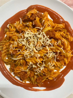 Una foto de Espirales con chorizo a la cerveza