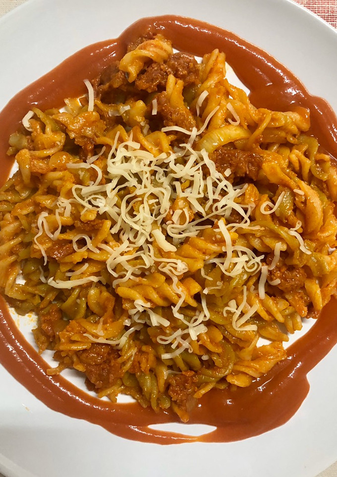 Una foto de Espirales con chorizo a la cerveza