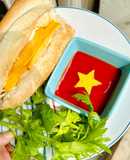 🍳Bánh mì trứng với hình cờ Việt Nam 🇻🇳