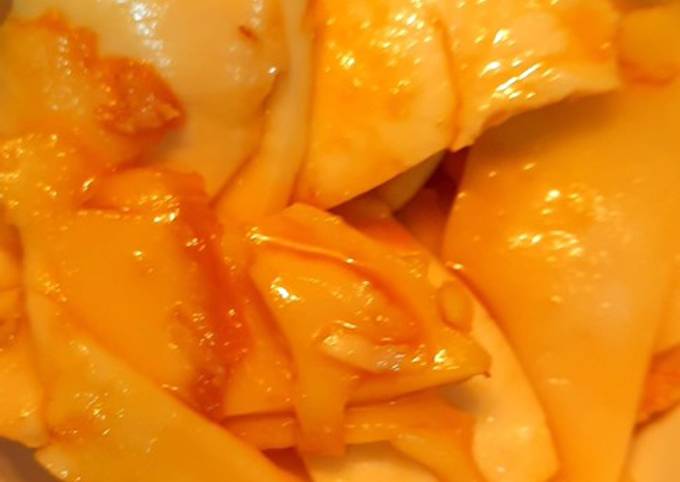Tender coconut marinated with jaggery syrup
