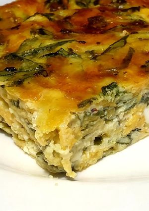 A picture of Crustless Spinach and Feta Quiche.