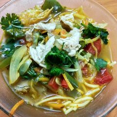 A picture of Chicken Thukpa- Nepali style.