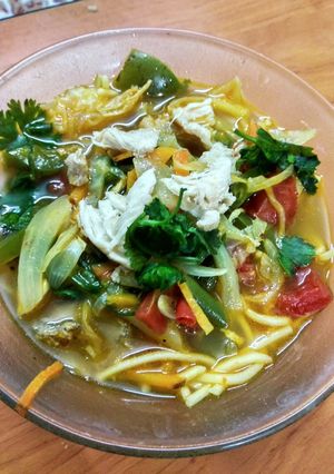 A picture of Chicken Thukpa- Nepali style.
